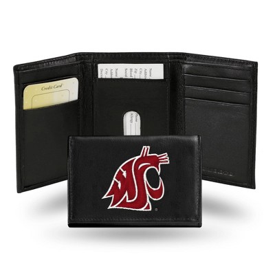  NCAA Washington State Cougars Embroidered Genuine Leather Tri-Fold Wallet 