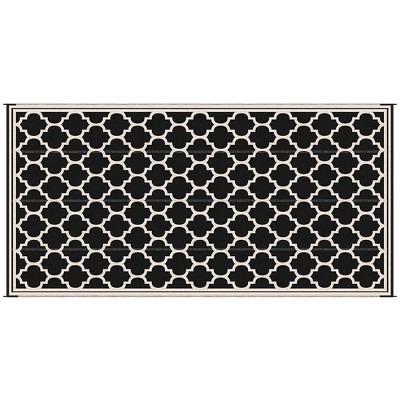 Resenkos Floor Mat Carpet,Indoor Door Mat,Reversible Outdoor Rug, 9'x 18' Waterproof Straw Floor Mat, Portable RV Camping Carpet, Blue & White