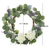 18 Inch Artificial Eucalyptus Wreath with Hydrangea & Lavender, Green Spring Summer Wreath - 2 of 4