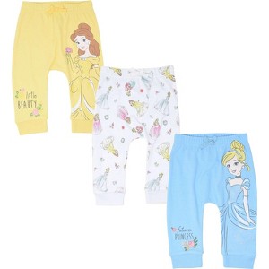 Disney Princess Belle Aurora Cinderella Baby Girls 3 Pack Pants Newborn to Infant - 1 of 4
