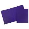 JAM 6pk 2 Pocket Heavy Duty Plastic Folders - Purple: Non-Pronged, 100 Sheet Capacity, Internal Pockets, 12"x9" - 2 of 4