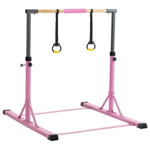 CuisinSmart Gymnastics Training Bar with Handgrips, 5FT/6FT Adjustable Height Gym Equipment, Pink Gymnastics Kip Bar for Kids&Teenager Ages 3-15 - 1 of 4