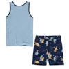 Men's Bluey Americana Tank Top and Shorts Pajama Set - Black/Light Blue - 2 of 4