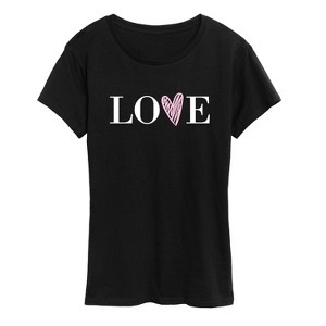 Women's - Instant Message - Love Heart V Short Sleeve Graphic T-Shirt - 1 of 4