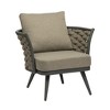 HomeRoots 32" Gray And Taupe Woven Aluminum Outdoor Arm Chair with Taupe Cushion - 4 of 4