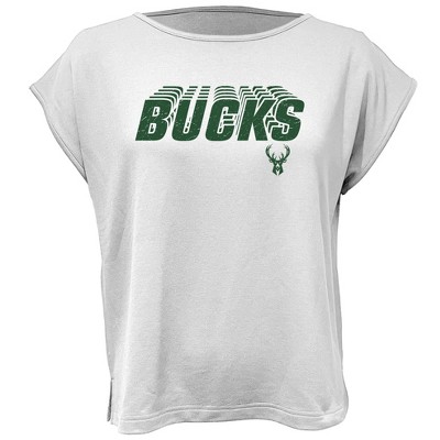 NBA Milwaukee Bucks Women's White Round Neck Short Sleeve T-Shirt