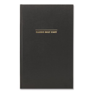 Classic Hardbound Daily Planner, 12.5 x 8, Black/Gold Cover, 12-Month (Jan to Dec): 2025 - 1 of 1