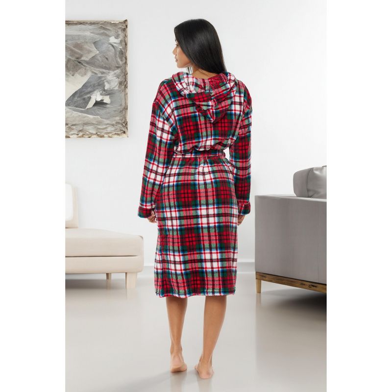 ADR Women's Soft Plush Fleece Robe with Hood, Warm Lightweight Hooded Bathrobe, 3 of 7