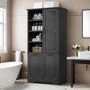 68" Tall Bathroom Storage Cabinet with Doors,Four-layeropen Shelves and Tilt-Out Laundry Hamper,Adjustable Shelf - Leovsnove - 2 of 4