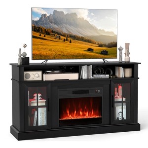 Costway 58" Fireplace TV Stand with LED Lights Entertainment Center for 65 Inch TV Brown/Black/White/Gray - 1 of 4