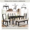 6 Piece Rectangular Wood Dining Table Set, 60'' Dining Table and 4 Tufted Upholstered Chairs with Bench for Kitchen Dining Room -Coolbibila - 3 of 4