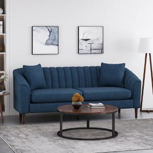 Standard Upholstered 3-Seater Sofa with Plush Accents, Tapered Legs and Accessory Pillows - 1 of 4