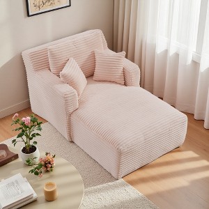 Corduroy Modern Chaise Chair with High-Density Foam and Pocket Spring - 1 of 2