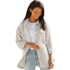 Women's Boucle Shirt Jacket - LASCANA - 1 of 4