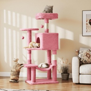 MAYEERTY Cat Tree Tower Multi-Cat Climbing Natural Sisal Scratching Posts Extended Platform Hammock - 1 of 4