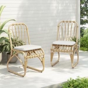 Hrinhom 17.8"W Patio Accent Chairs,Outdoor Wicker Dining Chairs With Seat Cushion,Set of 2 - 1 of 4
