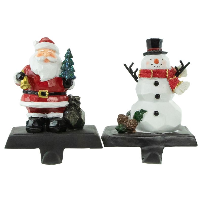 Northlight Set of 2 Santa and Snowman Christmas Stocking Holders 5.5", 1 of 7