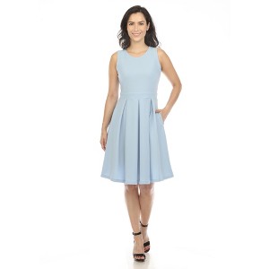 White Mark Women's Solid Fit and Flare Dress - 1 of 4