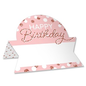 Big Dot of Happiness Pink Rose Gold Birthday - Happy Birthday Party Tent Buffet Card - Table Setting Name Place Cards - Set of 24 - 1 of 4