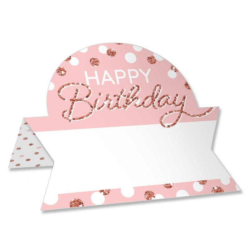 Big Dot of Happiness Pink Rose Gold Birthday - Happy Birthday Party Tent Buffet Card - Table Setting Name Place Cards - Set of 24, 1 of 9