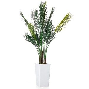 Orieon 5FT Artificial Palm Tree with White Planter, Tall Faux Areca Palm Indoor Outdoor Decor for Living Room, Office, Patio - 1 of 4