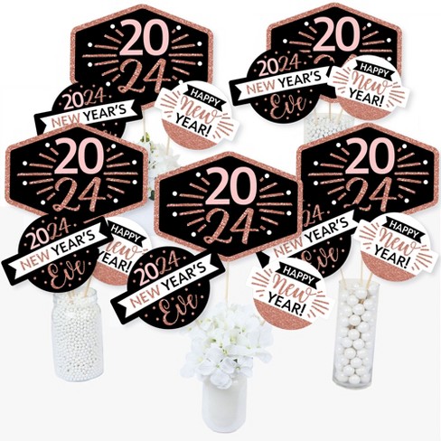 Big Dot Of Happiness Rose Gold Happy New Year - 2024 New Year's Eve Party  Centerpiece Sticks - Table Toppers - Set Of 15 : Target