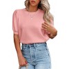 Women's Casual Crew Neck Short Sleeve Sweater Tops for Spring and Summer 2025,Light Pink - S - 4 of 4