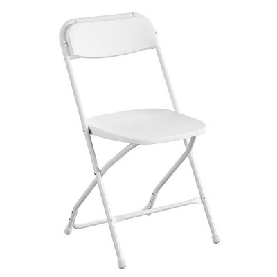 White Plastic Folding Chair Set with Steel Frame, 8-Pack