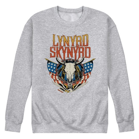 Men's - Lynyrd Skynyrd - Patriotic Steer Skull with USA Flags Graphic Fleece Sweatshirt - image 1 of 4