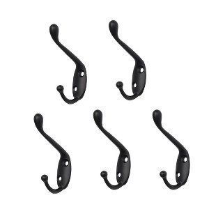 Unique Bargains Zinc Alloy Wall Mounted Rust Resistant Coat Hook 5 Pcs - 1 of 3