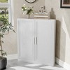 Wooakway Trapezoidal Corner Cabinet with Doors Decorative Storage Cabinet Freestanding Wood Shelf for Multi-Room Natural Wood/Black/Light Walnut/White - 2 of 4