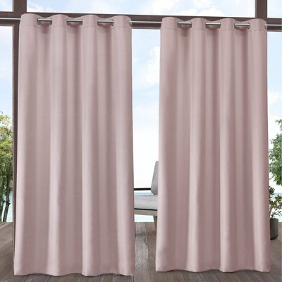 Set of 2 120"x54" Solid Cabana Grommet Top Light Filtering Curtain Panels Blush Pink - Exclusive Home