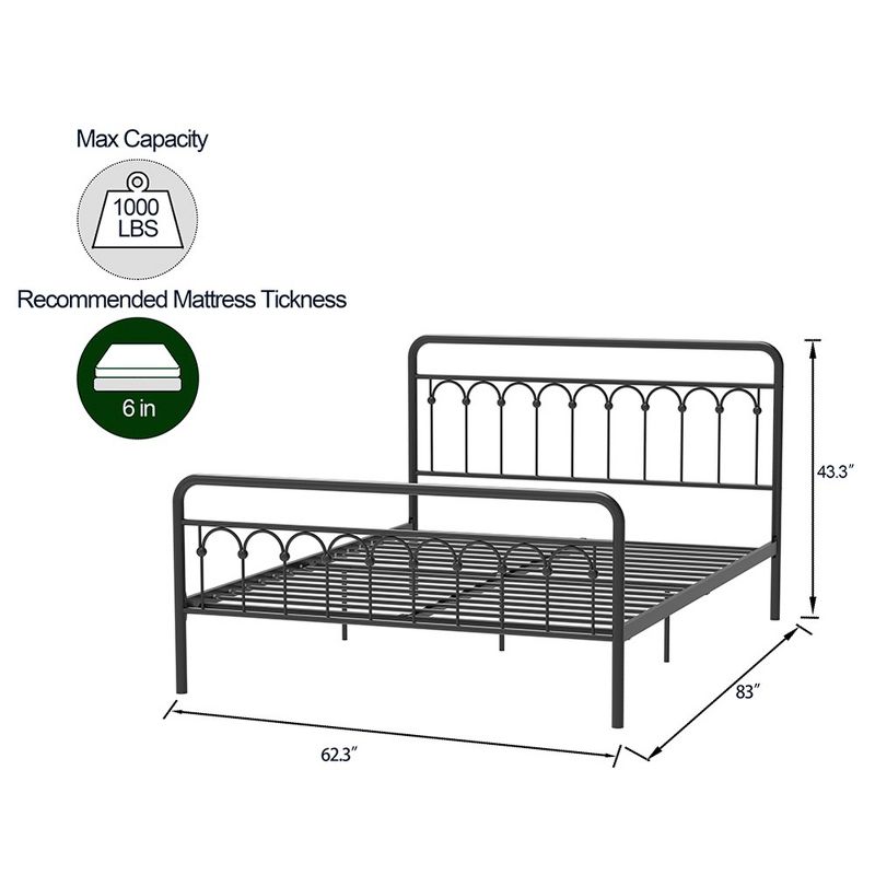 Queen Size Modern Style Bed Frame Large Under-bed Storage Space Sturdy Metal Frame Platform Bed (No Box Spring Needed), 3 of 4