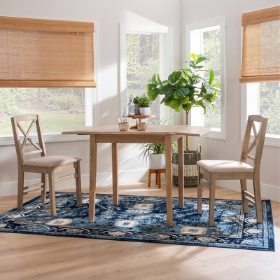 Graywash Linen Upholstered Cross Back Wooden Side Chair Set