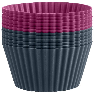 Trudeau 12ct Silicone Muffin Cups Black/Purple