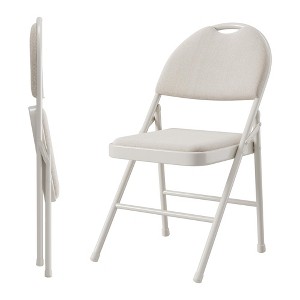 Folding Chairs, Outdoor & Indoor Event Portable Metal Folding Chairs with Cushion, Fabric Dining Chair Set with Padded Cushion - 1 of 4