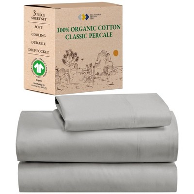 California Design Den  Bed Sheets Set - 100% Organic Cotton Percale, Deep Pocket