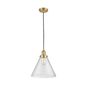 Cone - 1 Light Cord Hung Mini Pendant In Industrial Style-14 Inches Tall and 12 Inches Wide - 1 of 1