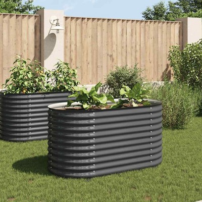 vidaXL Garden Raised Bed Grey Galvanized Steel 157.5 x 31.5 x 31.9 in