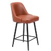 Counter Stool – 38.2" H With Brown Faux Leather Seat, Powder-Coated Steel Frame By Zuo Modern - 2 of 4