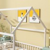 Full Size Wooden House Floor Bed with Roof Frame and Safety Guardrails for Kids Bedroom - 4 of 4