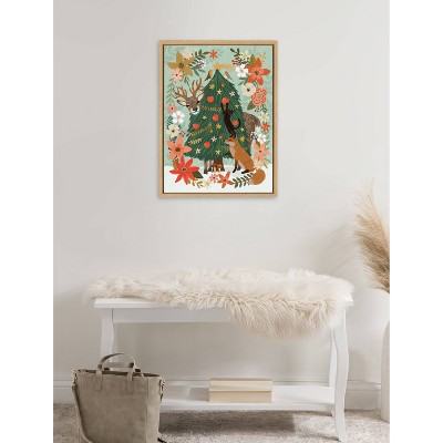 Natural Framed Canvas Art with Birds and Branches, 18x24