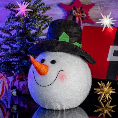 Shatterproof White Metal Snowman Head Christmas Tree Topper