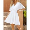 Coolmee Women's Summer Floral Sundress Short Sleeve Wrap V Neck A-Line Midi Dress - 4 of 4