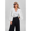 Women's Casual Blazers 3/4 Sleeve Work Office Line Suit Jackets Blazer Shoulder Padded Semi Formal Blazer with Pockets - 3 of 4
