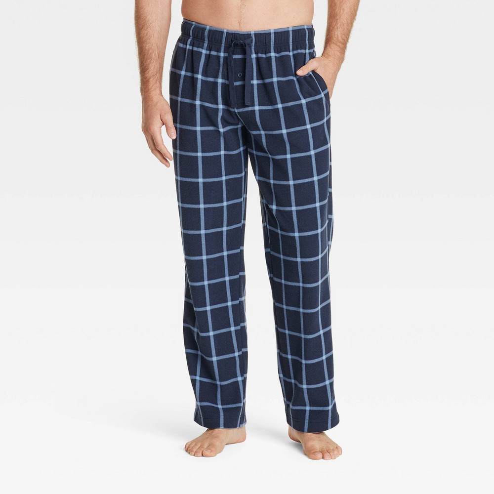 Photos - Other Textiles Men's Check Microfleece Pajama Pants - Goodfellow & Co™ Blue XXL night