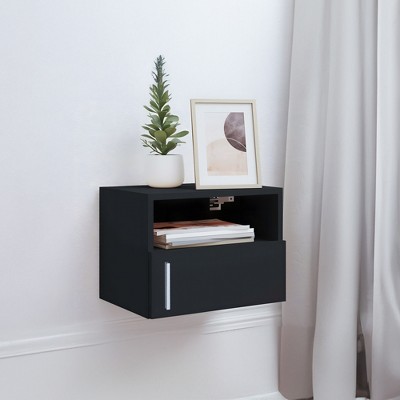 Sevobal Nightstands Wall Mounted Nightstand 2 Packs With Drawer, Open Compartment, Elegant And Simple Design, Black, 16.7"*13"*12.8"