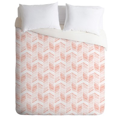 Full/Queen Little Arrow Design Co Geometric Duvet Set Pink - Deny Designs