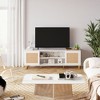 58” Rattan TV Stand for 65 Inch TV, Farmhouse Boho Entertainment Center with Storage Wood TV Media Console Table for Living Room Bedroom - 4 of 4