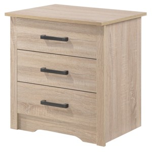 GlasFlength Nightstands Modern Three Drawer Sandle Wood Bedside Table with Sleek Surface for Contemporary Bedrooms, Brown, 22"*18"*23" - 1 of 4